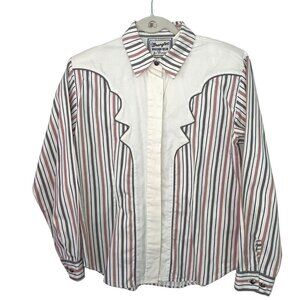 Wrangler Western Wear For Women Shirt Size Medium Vintage Cotton Metal Buttons